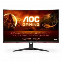 AOC G2 CQ32G2SE BK LED display 80 cm (31.5") 2560 x 1440 Pixel 2K Ultra HD Nero, Rosso