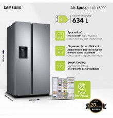 Samsung RS68A854CSL frigorifero Side by Side Serie 8000 Libera installazione con congelatore 635 L con dispenser acqua e