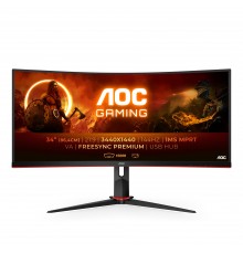AOC G2 CU34G2X BK Monitor PC 86,4 cm (34") 3440 x 1440 Pixel Quad HD LED Nero, Rosso