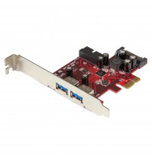 StarTech.com Scheda Espansione PCI Express USB 3.0 a 4 porte - 2 interne, 2 esterne - Adattatore PCIe alimentato SATA