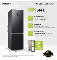 Samsung RB34C775CB1 frigorifero Combinato EcoFlex Libera installazione con congelatore Wifi 1.85m 344 L con rivestimento in