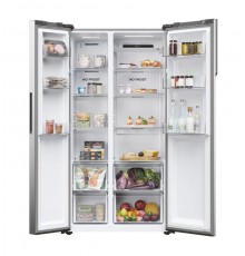 Haier SBS 90 Serie 5 HSR5918DNMP frigorifero side-by-side Libera installazione 528 L D Platino, Acciaio inossidabile